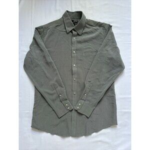 Murano Shirt Mens L Gray Black Stripe Easy Care Modal Long Sleeve Button Down